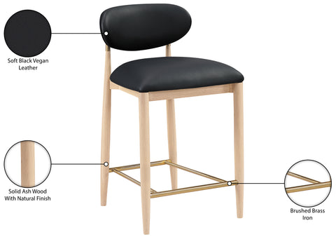 Harlow Black Vegan Leather Upholstered Stool , 1 Piece (Style 1)