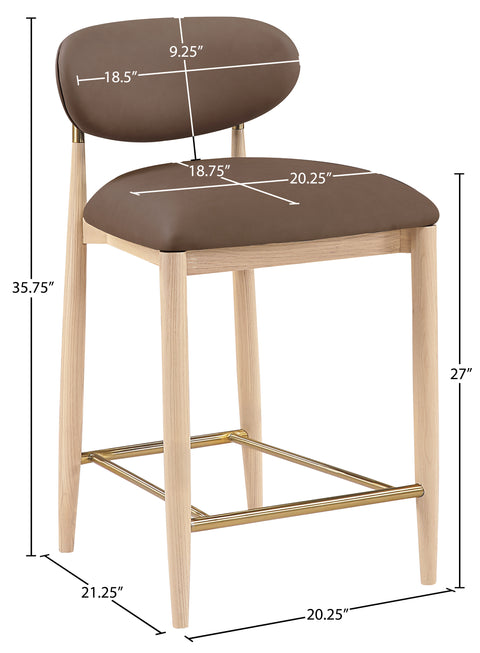 Harlow Brown Vegan Leather Upholstered Stool, 1 Piece