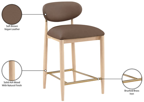 Harlow Brown Vegan Leather Upholstered Stool, 1 Piece