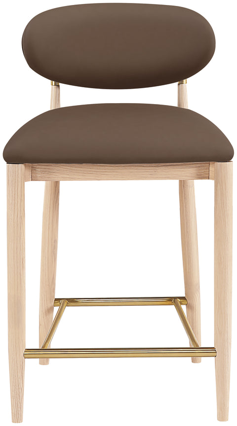 Harlow Brown Vegan Leather Upholstered Stool, 1 Piece