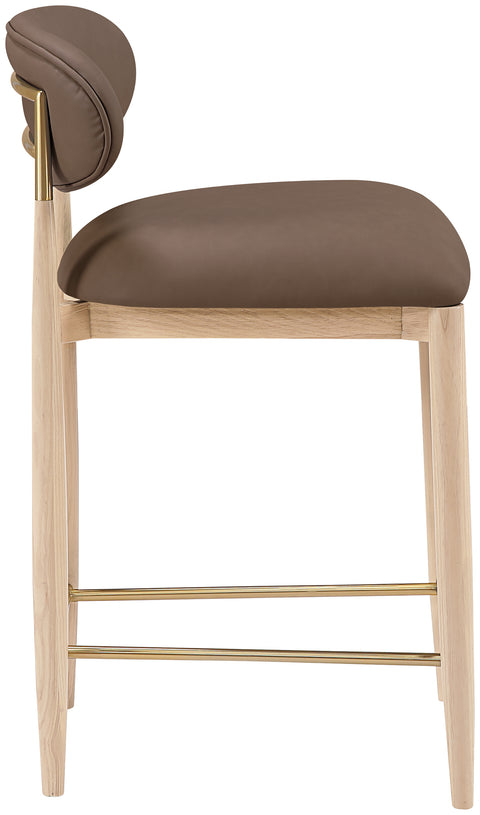 Harlow Brown Vegan Leather Upholstered Stool, 1 Piece