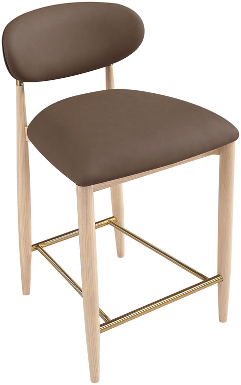 Harlow Brown Vegan Leather Upholstered Stool, 1 Piece