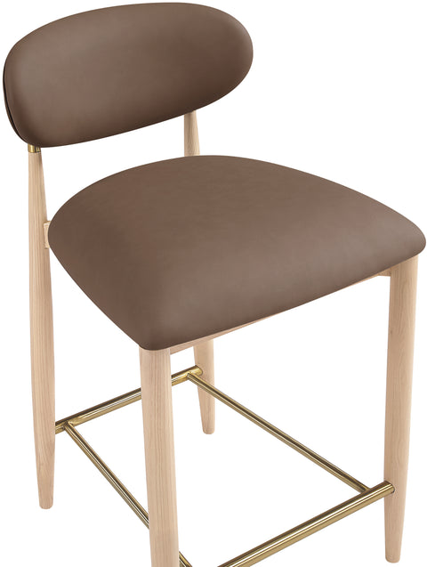 Harlow Brown Vegan Leather Upholstered Stool, 1 Piece