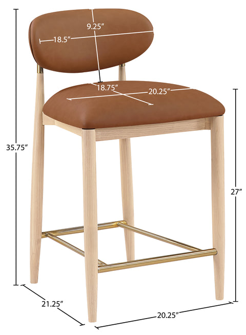 Harlow Cognac Vegan Leather Upholstered Stool , 1 Piece (Style 1)