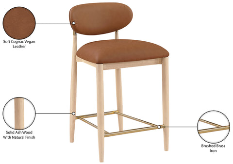 Harlow Cognac Vegan Leather Upholstered Stool , 1 Piece (Style 1)