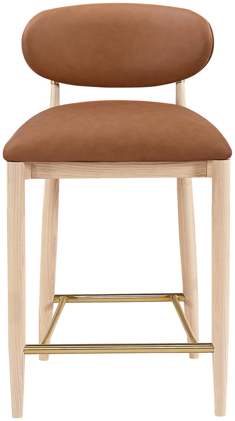 Harlow Cognac Vegan Leather Upholstered Stool , 1 Piece (Style 1)