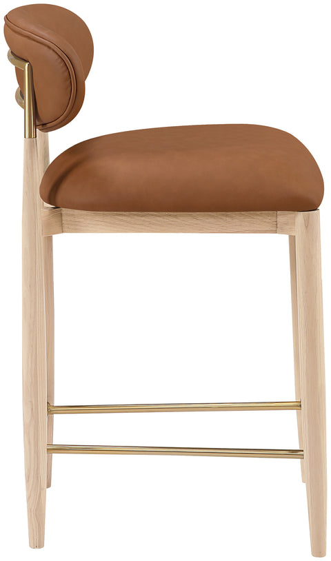 Harlow Cognac Vegan Leather Upholstered Stool , 1 Piece (Style 1)