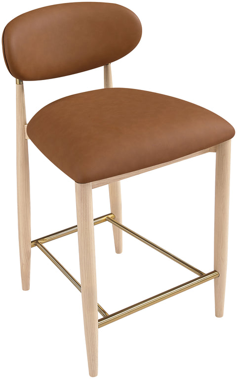 Harlow Cognac Vegan Leather Upholstered Stool , 1 Piece (Style 1)
