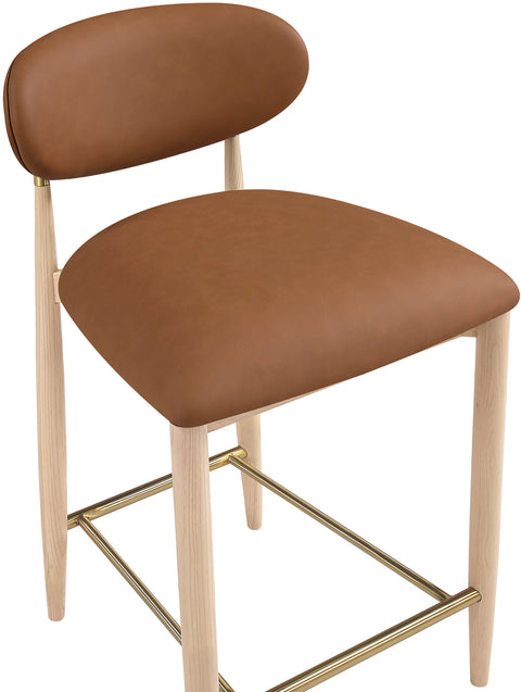 Harlow Cognac Vegan Leather Upholstered Stool , 1 Piece (Style 1)