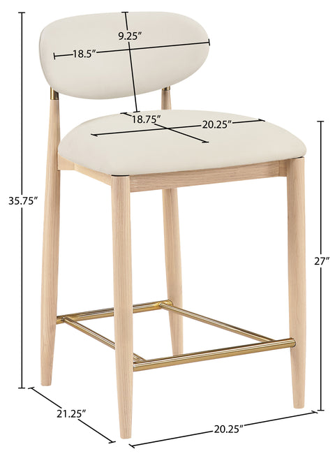 Harlow Cream Vegan Leather Upholstered Stool , 1 Piece (Style 1)