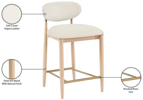 Harlow Cream Vegan Leather Upholstered Stool , 1 Piece (Style 1)