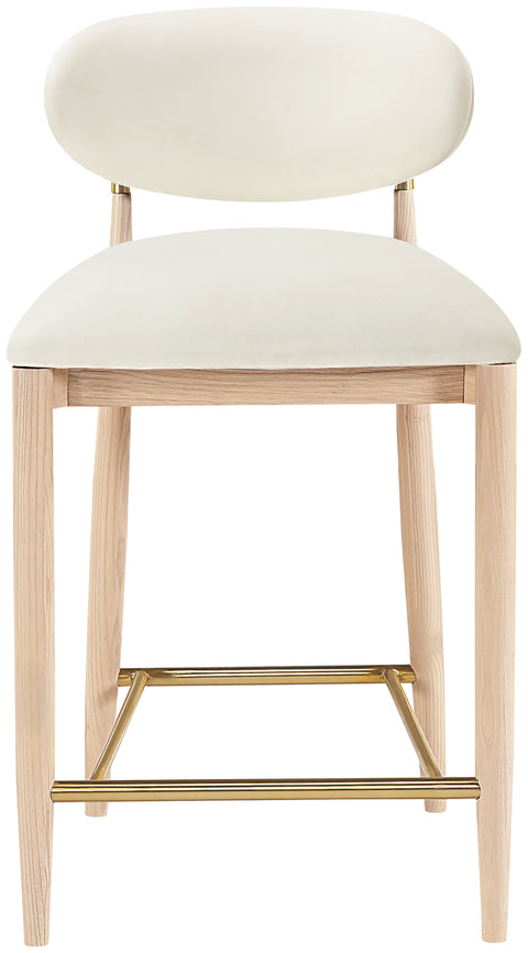 Harlow Cream Vegan Leather Upholstered Stool , 1 Piece (Style 1)