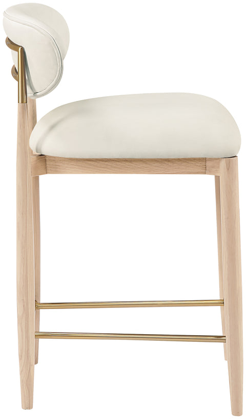Harlow Cream Vegan Leather Upholstered Stool , 1 Piece (Style 1)