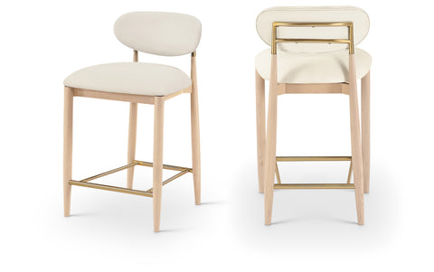 Harlow Cream Vegan Leather Upholstered Stool , 1 Piece (Style 1)