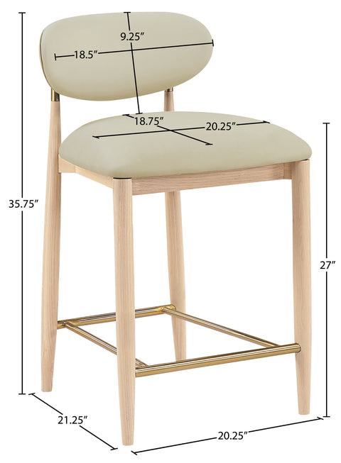 Harlow Taupe Vegan Leather Upholstered Stool, 1 Piece