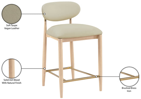 Harlow Taupe Vegan Leather Upholstered Stool, 1 Piece