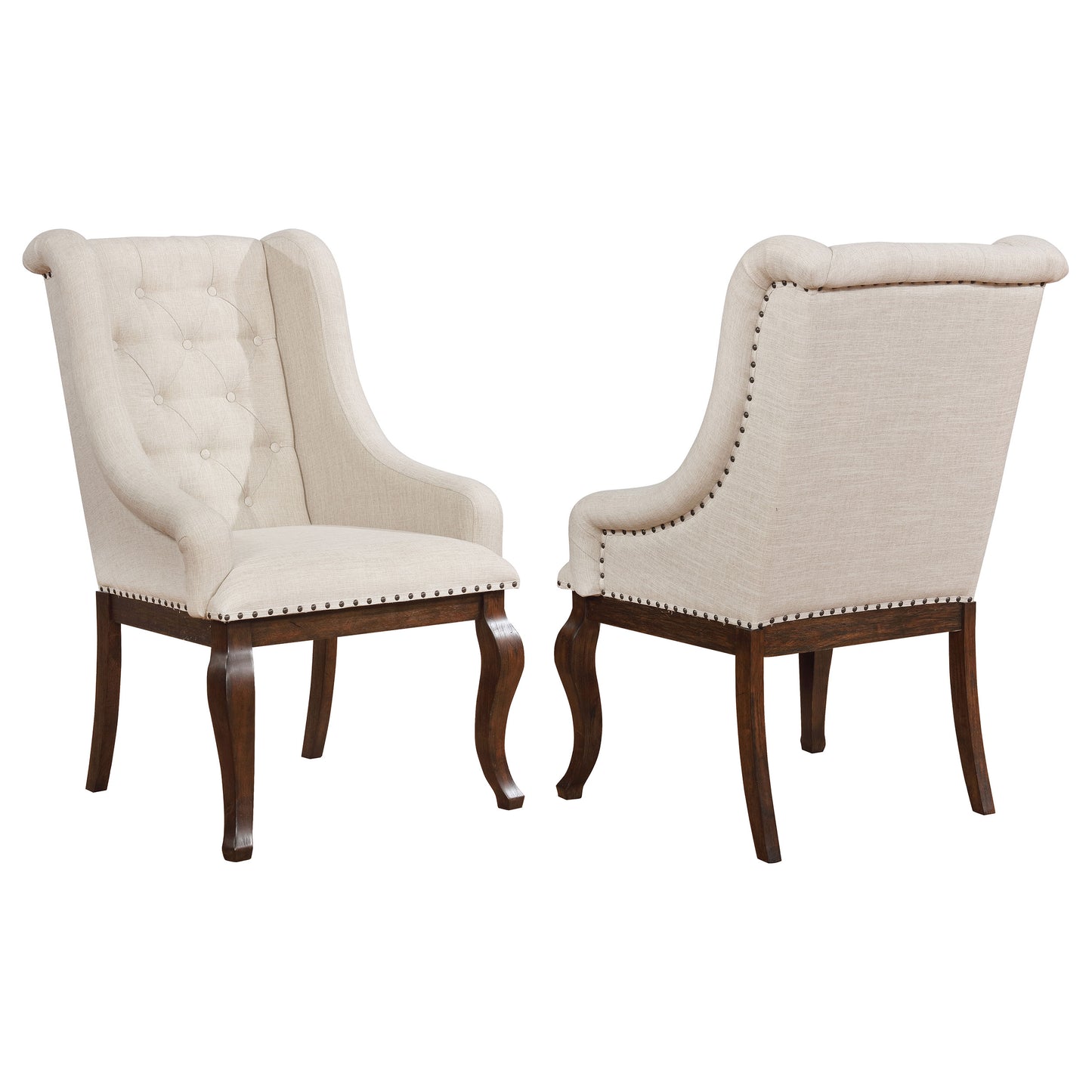 cherise upholstered arm chair barley java (set of 2)antique java