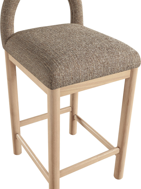 Greer Brown Linen Textured Fabric Upholstered Counter Stool, 1 Piece