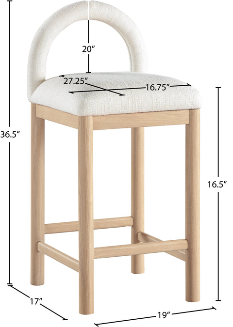 Greer Cream Linen Textured Fabric Upholstered Counter Stool , 1 Piece (Style 1)