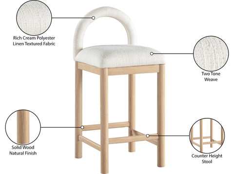 Greer Cream Linen Textured Fabric Upholstered Counter Stool , 1 Piece (Style 1)