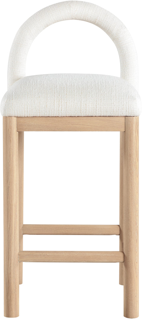 Greer Cream Linen Textured Fabric Upholstered Counter Stool , 1 Piece (Style 1)
