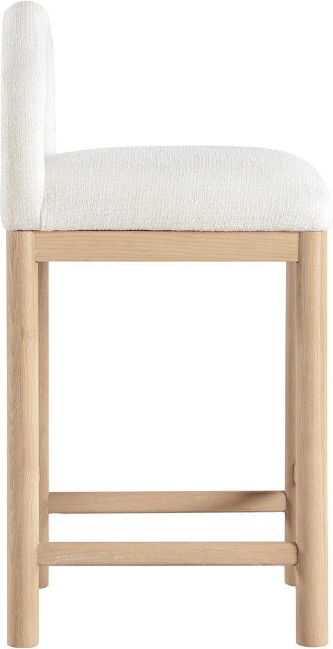 Greer Cream Linen Textured Fabric Upholstered Counter Stool , 1 Piece (Style 1)