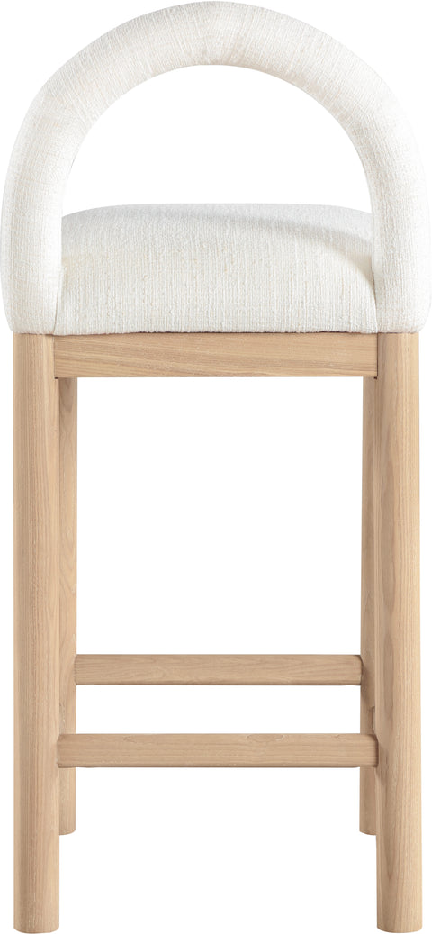 Greer Cream Linen Textured Fabric Upholstered Counter Stool , 1 Piece (Style 1)