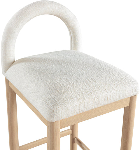 Greer Cream Linen Textured Fabric Upholstered Counter Stool , 1 Piece (Style 1)