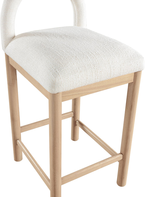 Greer Cream Linen Textured Fabric Upholstered Counter Stool , 1 Piece (Style 1)