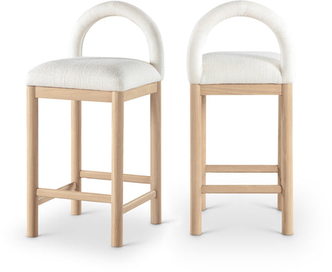 Greer Cream Linen Textured Fabric Upholstered Counter Stool , 1 Piece (Style 1)
