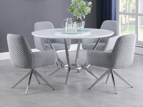 Soline 5-piece Round Dining Table Set White High GlossWhite High Gloss