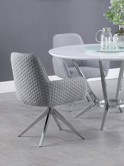 Soline Fabric Upholstered Swivel Dining Arm Chair Light GreyLight Grey