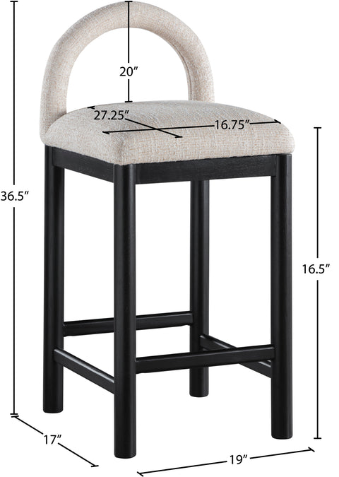 Greer Beige Linen Textured Fabric Upholstered Counter Stool , 1 Piece (Style 1)