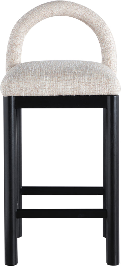 Greer Beige Linen Textured Fabric Upholstered Counter Stool , 1 Piece (Style 1)