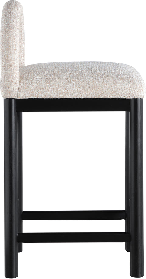Greer Beige Linen Textured Fabric Upholstered Counter Stool , 1 Piece (Style 1)