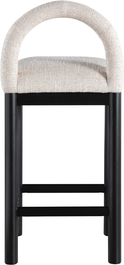 Greer Beige Linen Textured Fabric Upholstered Counter Stool , 1 Piece (Style 1)