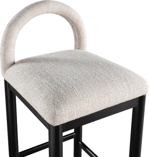 Greer Beige Linen Textured Fabric Upholstered Counter Stool , 1 Piece (Style 1)