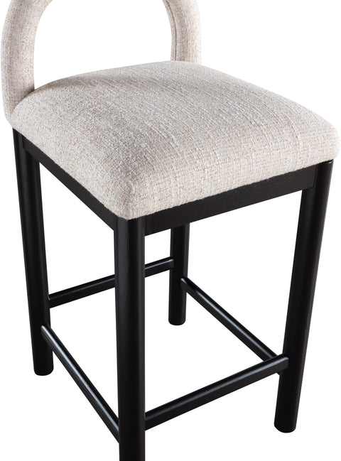 Greer Beige Linen Textured Fabric Upholstered Counter Stool , 1 Piece (Style 1)
