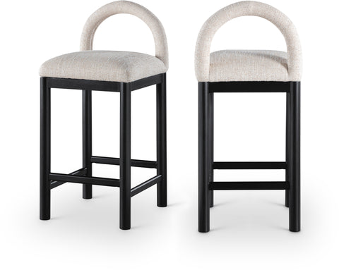Greer Beige Linen Textured Fabric Upholstered Counter Stool , 1 Piece (Style 1)