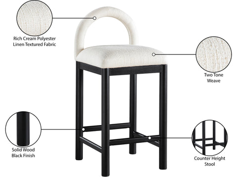Greer Cream Linen Textured Fabric Upholstered Counter Stool , 1 Piece (Style 2)