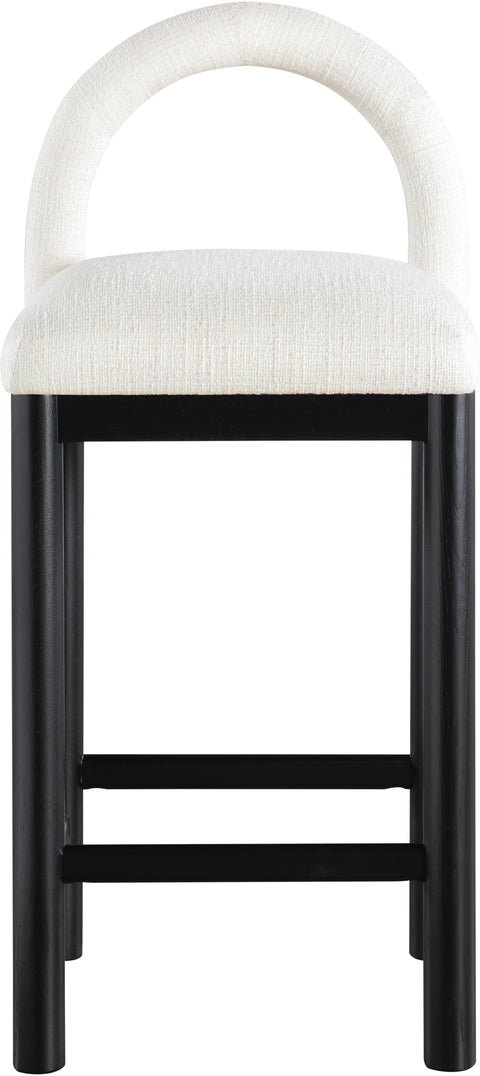 Greer Cream Linen Textured Fabric Upholstered Counter Stool , 1 Piece (Style 2)