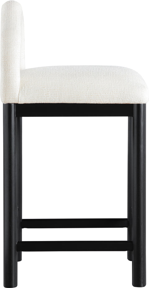 Greer Cream Linen Textured Fabric Upholstered Counter Stool , 1 Piece (Style 2)
