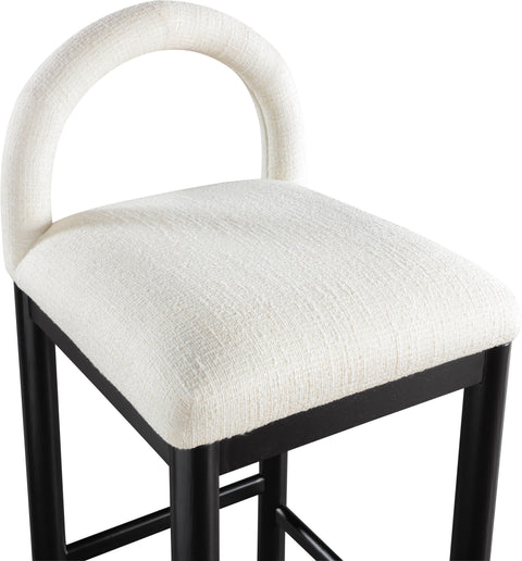 Greer Cream Linen Textured Fabric Upholstered Counter Stool , 1 Piece (Style 2)