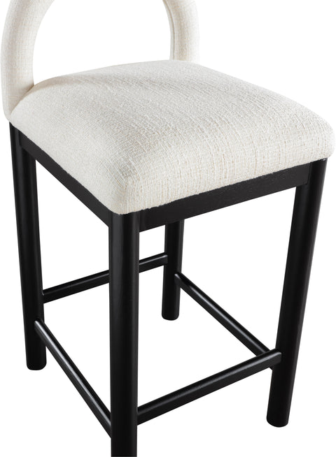 Greer Cream Linen Textured Fabric Upholstered Counter Stool , 1 Piece (Style 2)