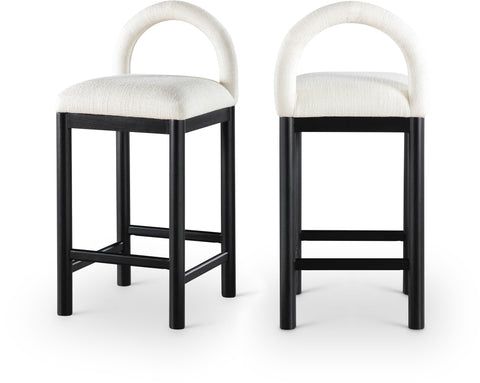 Greer Cream Linen Textured Fabric Upholstered Counter Stool , 1 Piece (Style 2)
