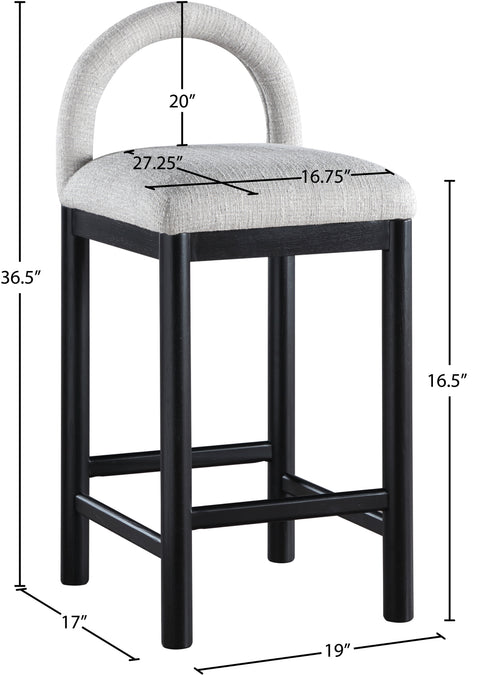 Greer Grey Linen Textured Fabric Upholstered Counter Stool, 1 Piece