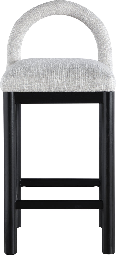 Greer Grey Linen Textured Fabric Upholstered Counter Stool, 1 Piece