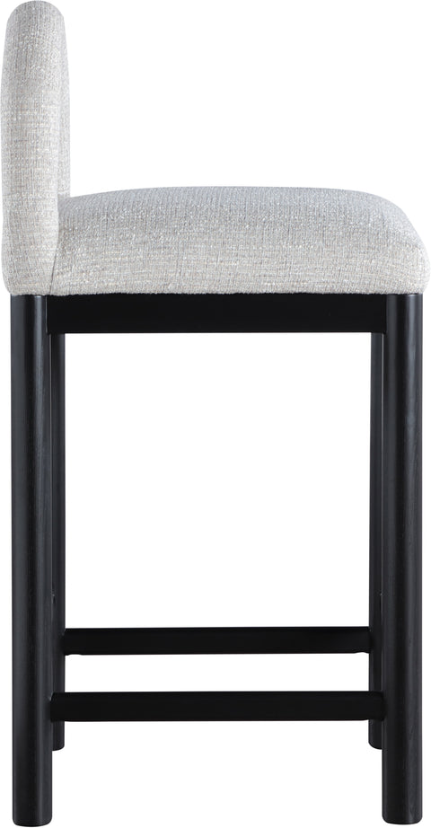 Greer Grey Linen Textured Fabric Upholstered Counter Stool, 1 Piece