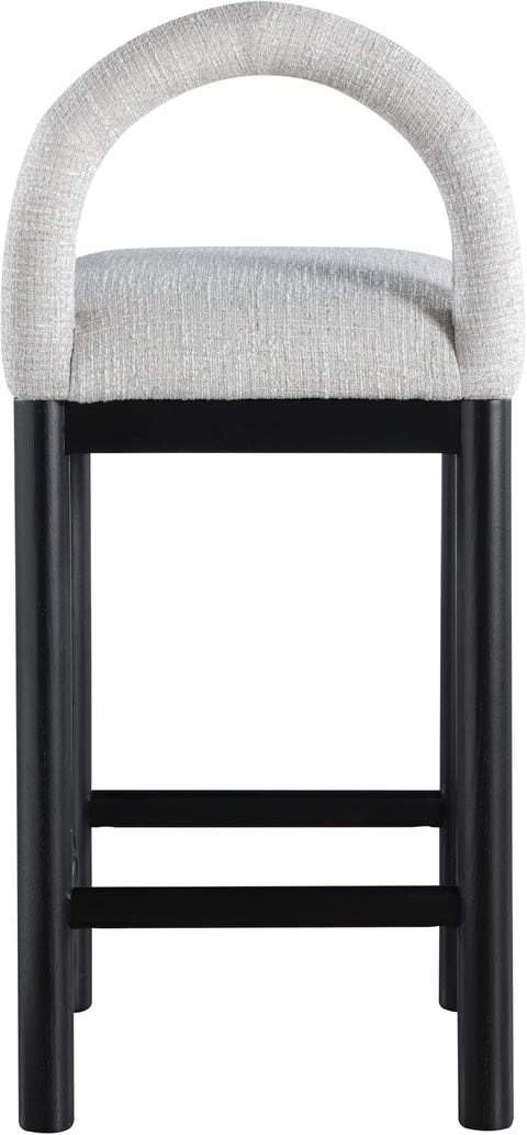 Greer Grey Linen Textured Fabric Upholstered Counter Stool, 1 Piece