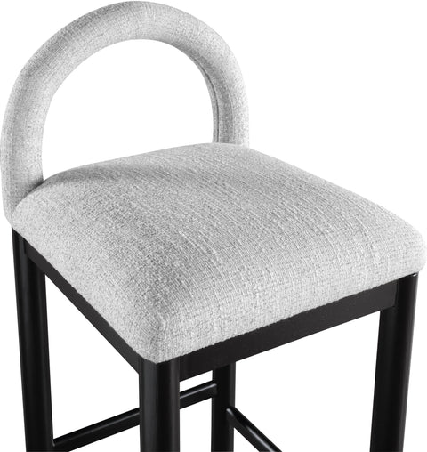 Greer Grey Linen Textured Fabric Upholstered Counter Stool, 1 Piece